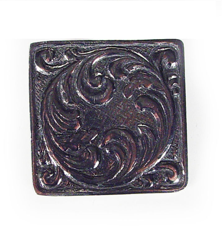 Picture of Square Pewter Pin Rosemaling design