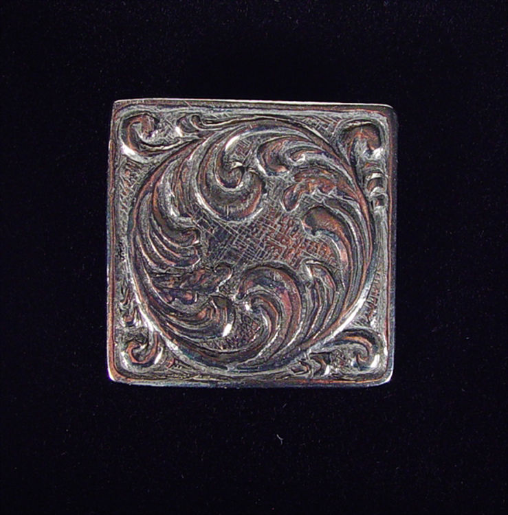 Picture of Square Pewter Pin Rosemaling design
