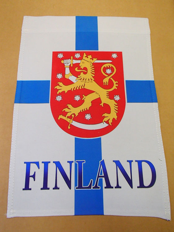 Picture of Finland garden flag with coat of arms