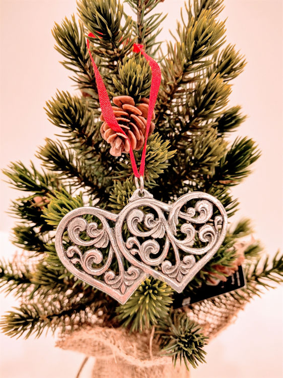 Picture of Norwegian Pewter Double Heart Ornament