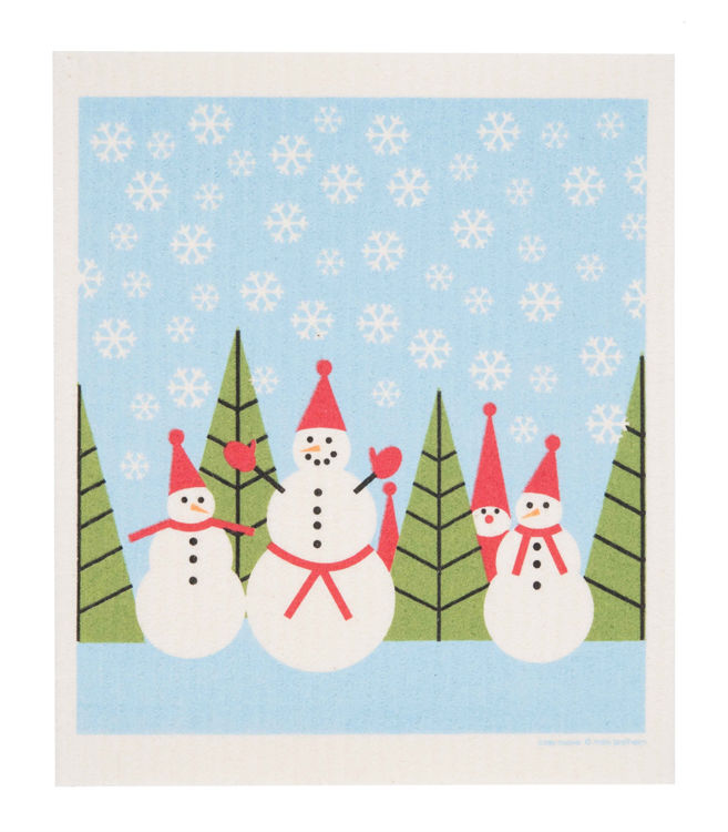 Picture of Swedish Dishcloth "Snowmen in Snow"