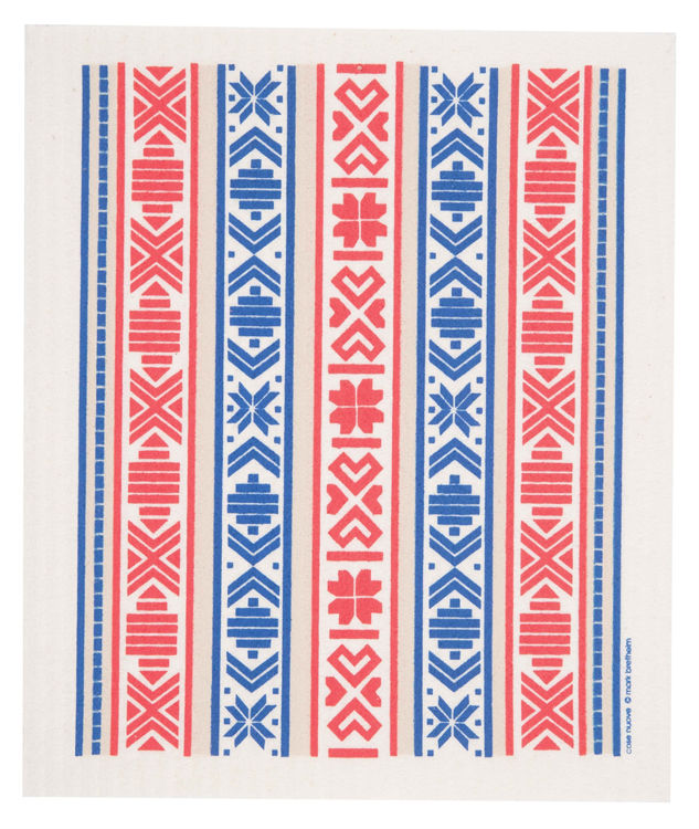 Picture of Swedish Dishcloth "Red & Blue Ribbon"