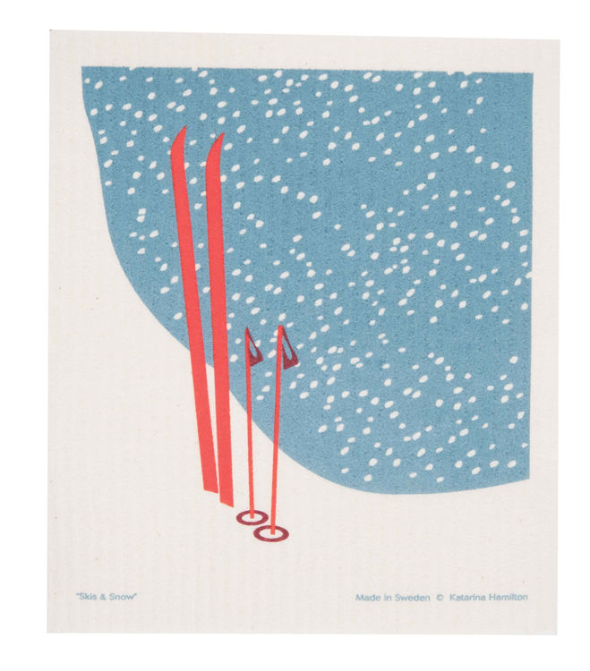 Picture of Swedish Dishcloth "Skis & Poles"