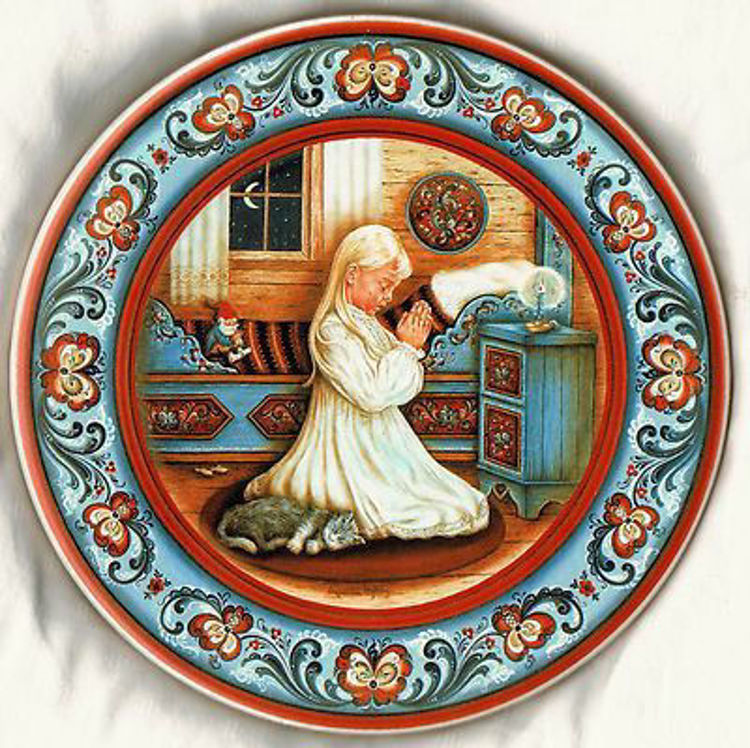 Picture of Suzanne Toftey 6"  Tile Round  Norwegian Bedtime Prayer, Girl