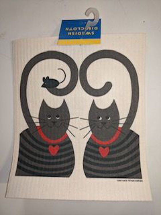 Picture of Swedish Dishcloth, Cats w/Mouse