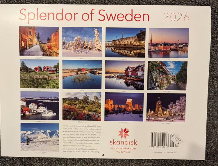 Picture of Splendor of Sweden 2026 Calendar